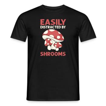 Facilement distrait par les champignons. Collecte de champignons - T-shirt homme - noir - Devant - AI Model Male 178 light (178cm)