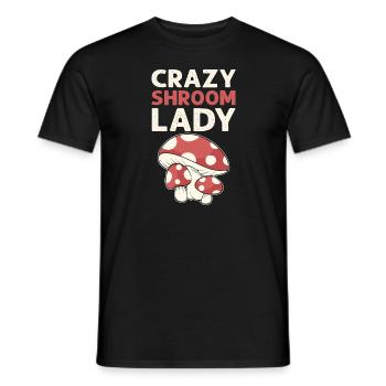 Crazy Pilom lady. Morel hunter mushroom collection - Men's T-Shirt - black - Front - AI Model Male 178 light (178cm)