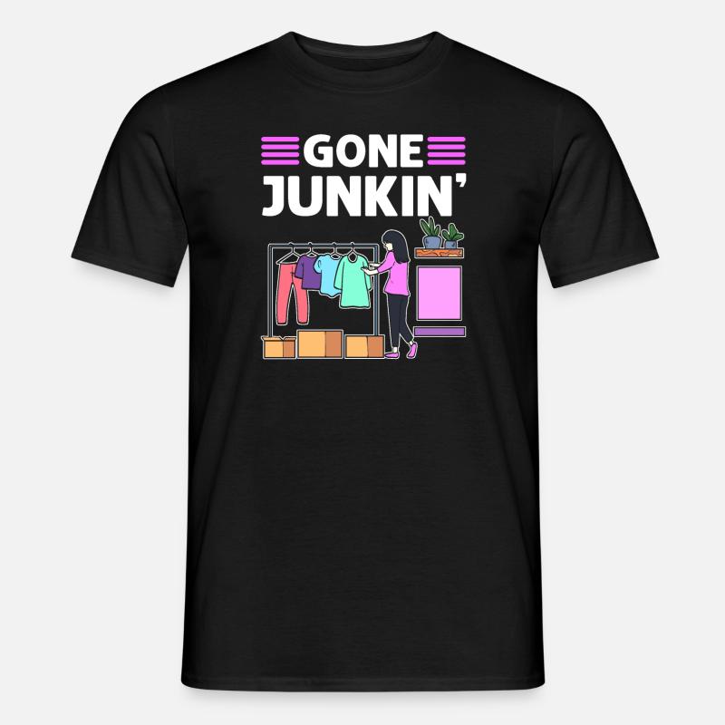 Gone Junkin. Secondhandladen. Sparsam - Männer T-Shirt - Schwarz