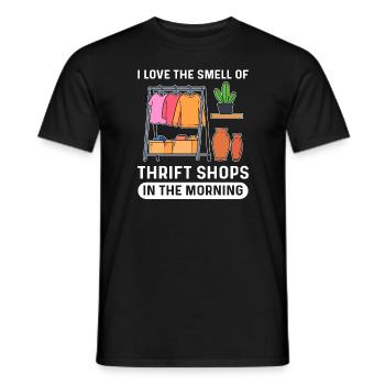 I love the smell of thrift stores on - Men's T-Shirt - black - Front - AI Model Male 178 light (178cm)