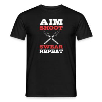 Tir sur cible jurer répéter. Pêche - T-shirt homme - noir - Devant - AI Model Male 178 light (178cm)