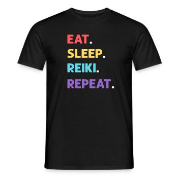 Eat sleep Reiki repetition. - Men's T-Shirt - black - Front - AI Model Male 178 light (178cm)