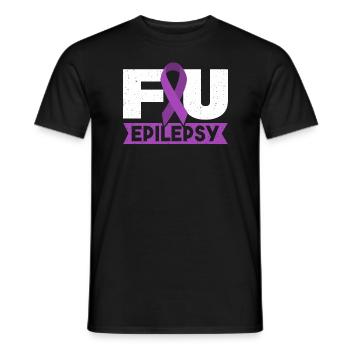 FU epilepsy. Purple Ribbon Epilepsy Consciousness - Men's T-Shirt - black - Front - AI Model Male 178 light (178cm)