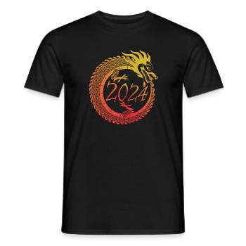 Nouvel An lunaire du Dragon 2024 - T-shirt homme - noir - Devant - AI Model Male 178 light (178cm)
