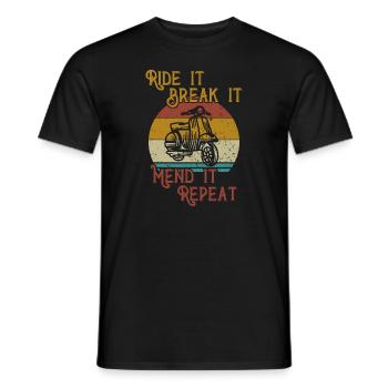 Ride it Break it Mend it Repeat / Moped - Männer T-Shirt - Schwarz - Vorne - AI Model Male 178 light (178cm)