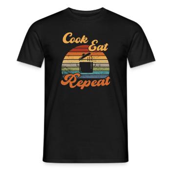 Cook Eat Repeat Cooking / Kochen - Men's T-Shirt - black - Front - AI Model Male 178 light (178cm)