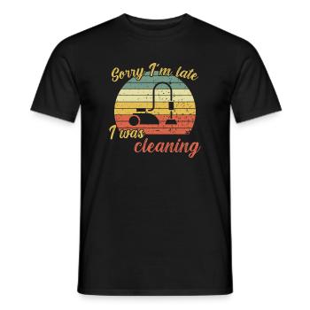 Désolé je suis en retard / Nettoyage - T-shirt homme - noir - Devant - AI Model Male 178 light (178cm)