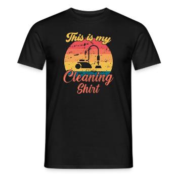 Ceci est ma tenue de nettoyage / Putzen - T-shirt homme - noir - Devant - AI Model Male 178 light (178cm)