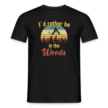 I ́d rather be in the Woods - Bushcraft - Men's T-Shirt - black - Front - AI Model Male 178 light (178cm)