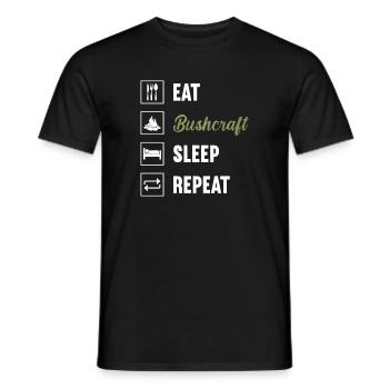 Eat Bushcraft Sleep Repeat / Bushcraft - Men's T-Shirt - black - Front - AI Model Male 178 light (178cm)