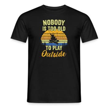 Nobody is too old to play outside / Bushcraft - Men's T-Shirt - black - Front - AI Model Male 178 light (178cm)