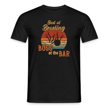 Mauvais au bowling boss au bar / bowling - T-shirt homme - noir - Devant - AI Model Male 178 light (178cm)