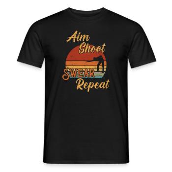 Aim Shoot Swear Repeat / Billiard Snooker - Männer T-Shirt - Schwarz - Vorne - AI Model Male 178 light (178cm)