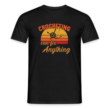 Crocheting can fix Anything / Crochet - Men's T-Shirt - black - Front - AI Model Male 178 light (178cm)