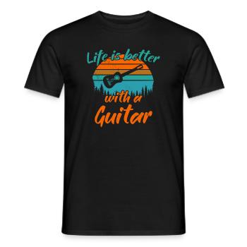 La vie est meilleure avec une guitare / Gitarre - T-shirt homme - noir - Devant - AI Model Male 178 light (178cm)