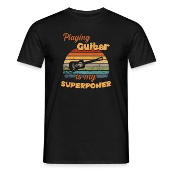 Jouer de la guitare est mon superpouvoir / Gitarre - T-shirt homme - noir - Devant - AI Model Male 178 light (178cm)