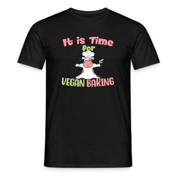 Il est temps pour la cuisson végétalienne! - T-shirt homme - noir - Devant - AI Model Male 178 light (178cm)
