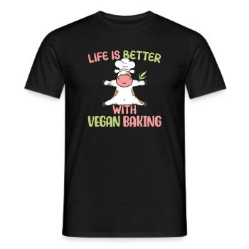 Life is better with Vegan Baking - Men's T-Shirt - black - Front - AI Model Male 178 light (178cm)