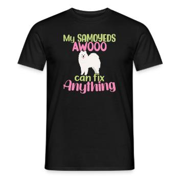 My Samoyeds AWOOO can fix Anything - Men's T-Shirt - black - Front - AI Model Male 178 light (178cm)
