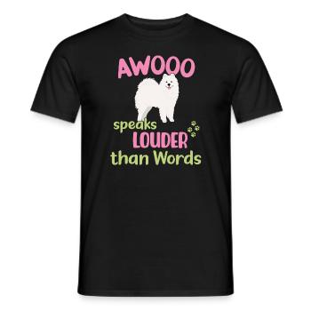 AWOOO spricht lauter als Worte - Männer T-Shirt - Schwarz - Vorne - AI Model Male 178 light (178cm)