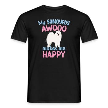 My Samoyeds AWOOO makes me happy - Men's T-Shirt - black - Front - AI Model Male 178 light (178cm)