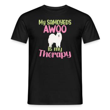 My Samoyeds AWOOO is my Therapy - Men's T-Shirt - black - Front - AI Model Male 178 light (178cm)