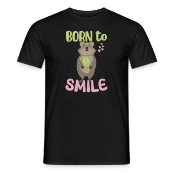 Né pour sourire / Sourire Quokka - T-shirt homme - noir - Devant - AI Model Male 178 light (178cm)