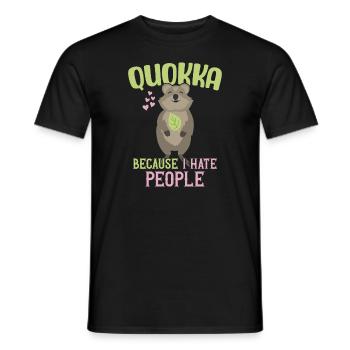Quokka - Parce que je déteste les gens / Sourire Quokka - T-shirt homme - noir - Devant - AI Model Male 178 light (178cm)