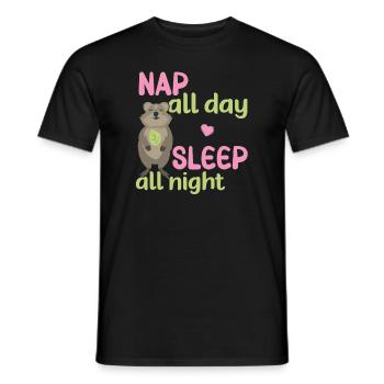 Sieste toute la journée - Dormir toute la nuit / Quokka souriant - T-shirt homme - noir - Devant - AI Model Male 178 light (178cm)