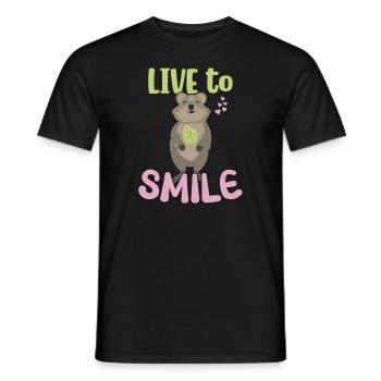 Vivre pour sourire - Sourire Quokka - T-shirt homme - noir - Devant - AI Model Male 178 light (178cm)