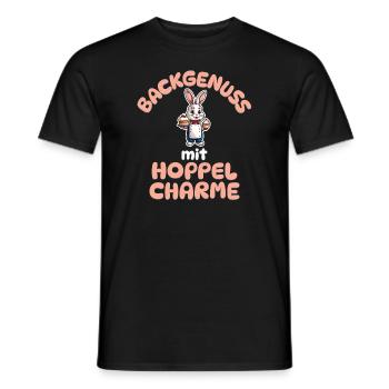 Backgenuss mit Hoppelcharme - Kaninchen backen - Männer T-Shirt - Schwarz - Vorne - AI Model Male 178 light (178cm)