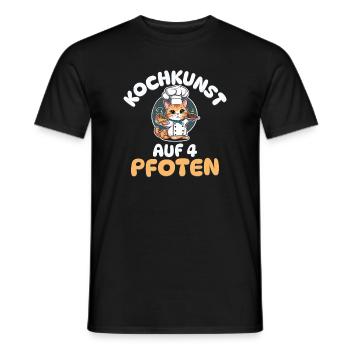 Kochkunst auf 4 Pfoten - Katze kochen - Männer T-Shirt - Schwarz - Vorne - AI Model Male 178 light (178cm)