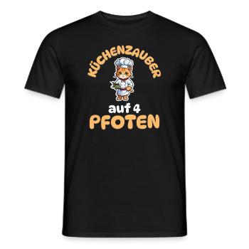 Küchenzauber auf 4 Pfoten - Katze kochen - Männer T-Shirt - Schwarz - Vorne - AI Model Male 178 light (178cm)