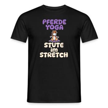 Stute im Stretch - Pferde Yoga - Männer T-Shirt - Schwarz - Vorne - AI Model Male 178 light (178cm)