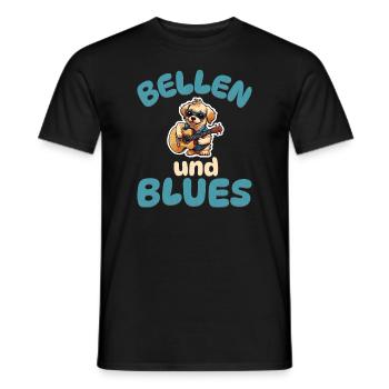 Bellen und Blues - Hunde Gitarre - Männer T-Shirt - Schwarz - Vorne - AI Model Male 178 light (178cm)