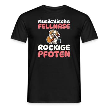 Musikalische Fellnase Rockige Pfoten - Hunde - Männer T-Shirt - Schwarz - Vorne - AI Model Male 178 light (178cm)
