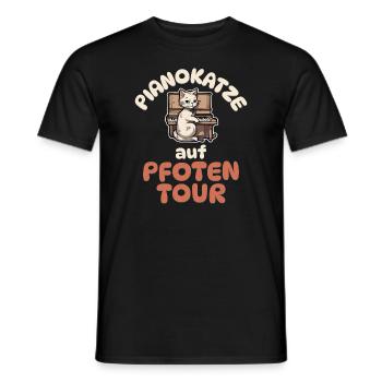 Pianokatze auf Pfotentour - Katzen Klavier - Männer T-Shirt - Schwarz - Vorne - AI Model Male 178 light (178cm)