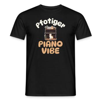 Pfotiger Piano Vibe - Katzen Klavier - Männer T-Shirt - Schwarz - Vorne - AI Model Male 178 light (178cm)