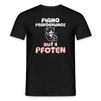 Piano-Performance auf 4 Pfoten - Katzen Klavier - Männer T-Shirt - Schwarz - Vorne - AI Model Male 178 light (178cm)