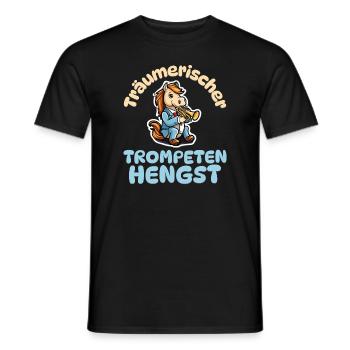 Träumerischer Trompeten Hengst - Pferde Trompete - Männer T-Shirt - Schwarz - Vorne - AI Model Male 178 light (178cm)