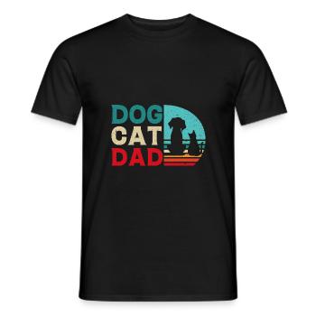 Cat Dog Dad Gift Shirt - Men's T-Shirt - black - Front - AI Model Male 178 light (178cm)