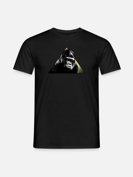 GORILLA im Dreieck // Gold Ink Tattoo Style Design - Mænd T-shirt - sort