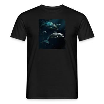 Dauphins jouant - T-shirt homme - noir - Devant - AI Model Male 178 light (178cm)