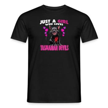 Just a Girl who Loves tasmanian Devils - Men's T-Shirt - black - Front - AI Model Male 178 light (178cm)
