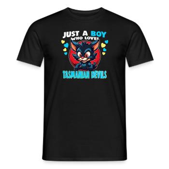 Just a Boy who Loves tasmanian Devils - Men's T-Shirt - black - Front - AI Model Male 178 light (178cm)