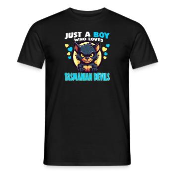 Just a Boy who Loves tasmanian Devils - Men's T-Shirt - black - Front - AI Model Male 178 light (178cm)