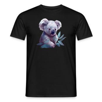 Cute koala with eucalyptus leaf - Men's T-Shirt - black - Front - AI Model Male 178 light (178cm)