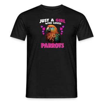 Juste une fille qui aime les perroquets - T-shirt homme - noir - Devant - AI Model Male 178 light (178cm)