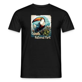 Cahuita National Park Toucan retro style - Men's T-Shirt - black - Front - AI Model Male 178 light (178cm)