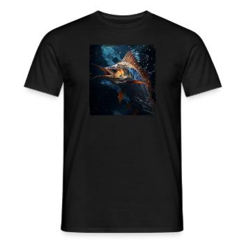 Marlin sous l’eau style rétro - T-shirt homme - noir - Devant - AI Model Male 178 light (178cm)